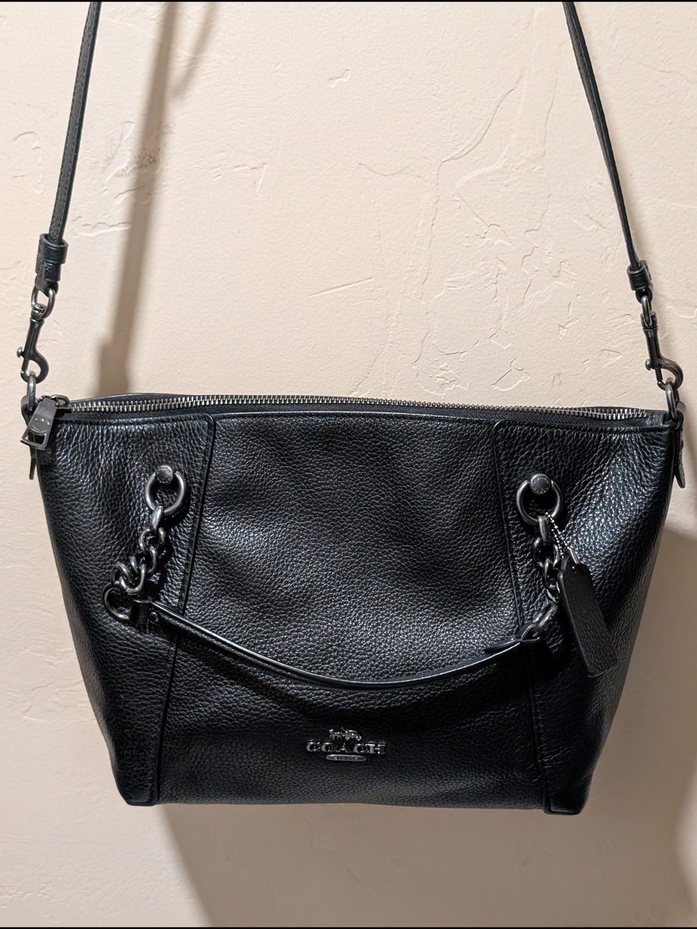 Coach Kacey Pebbled Leather Black Shoulder Crossbody Bag Purse C8317